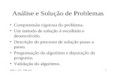 Aula 1 - V.3 - Cida Livi1 Análise e Solução de Problemas Compreensão rigorosa do problema. Um método de solução é escolhido e desenvolvido. Descrição do.
