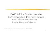 1 EAC 445 - Sistemas de Informações Empresariais Prof. Edson Luiz Riccio Profa. Marcia Calvano Adaptado de Hall, James A., Accounting Information Systems.