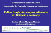 Falhas freqüentes em procedimentos de licitação e contratos Tribunal de Contas da União Secretaria de Controle Externo no Amazonas Uadson Ulisses Marques.