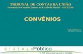 CONVÊNIOS TRIBUNAL DE CONTAS DA UNIÃO Secretaria de Controle Externo no Estado da Paraíba - SECEX/PB Ronaldo Saldanha Honorato Analista de Controle Externo.