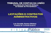 LICITAÇÕES E CONTRATOS ADMINISTRATIVOS TRIBUNAL DE CONTAS DA UNIÃO Secretaria de Controle Externo no Estado de Pernambuco Luiz Geraldo Santos Wolmer Analista.
