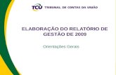 ELABORAÇÃO DO RELATÓRIO DE GESTÃO DE 2009 Orientações Gerais.