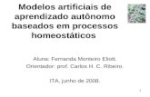 1 Aluna: Fernanda Monteiro Eliott. Orientador: prof. Carlos H. C. Ribeiro. ITA, junho de 2008. Modelos artificiais de aprendizado autônomo baseados em.