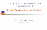 TP 322 A – Fenômenos de Transporte I Transferência de Calor Prof. Paulo Rosa Sala 14 - DEA.