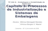 Capítulo 3: Processos de Industrialização e Sistemas de Embalagens Alunos: Mônica Menegatti Mendes Vinícius Borges V. Maciel Campinas – SP, 31 de outubro.