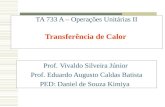 TA 733 A – Operações Unitárias II Transferência de Calor Prof. Vivaldo Silveira Júnior Prof. Eduardo Augusto Caldas Batista PED: Daniel de Souza Kimiya