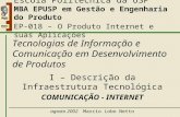 I – Comunicação - Internet Escola Politécnica da USP MBA EPUSP em Gestão e Engenharia do Produto EP-018 – O Produto Internet e suas Aplicações Tecnologias.