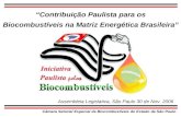 Câmara Setorial Especial de Biocombustíveis do Estado de São Paulo Contribuição Paulista para os Biocombustíveis na Matriz Energética Brasileira Assembleia.