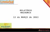 RELATÓRIO MACROMIX 12 de MARÇO de 2013. Cliente: UnidaSul - MacroMix atacado Data da Distribuição: 11 e 12 de março de 2013 Cidade: São Leopoldo - RS.