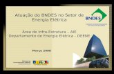 1 Atuação do BNDES no Setor de Energia Elétrica Área de Infra-Estrutura – AIE Departamento de Energia Elétrica - DEENE Março 2008.