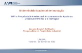 III Seminário Nacional de Inovação INPI e Propriedade Intelectual: Instrumento de Apoio ao Desenvolvimento e à Inovação Luciana Goulart de Oliveira Pesquisadora.