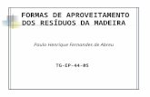 FORMAS DE APROVEITAMENTO DOS RESÍDUOS DA MADEIRA Paulo Henrique Fernandes de Abreu TG-EP-44-05.