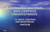 X SEMINÁRIO NACIONAL DOS CENTROS UNIVERSITÁRIOS 15 ANOS CENTROS UNIVERSITÁRIOS UNICEUB 4/5/2014.