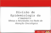 1 Clique para editar o estilo do título mestre Divisão de Epidemiologia da CONPREV Metas e Atividades na Rede de Aten ç ão Oncol ó gica.