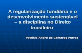 A regularização fundiária e o desenvolvimento sustentável – a disciplina no Direito brasileiro Patricia André de Camargo Ferraz.