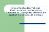 Implantação das Tabelas Padronizadas do Conselho Nacional de Justiça no Tribunal de Justiça do Estado de Sergipe.