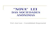 NOVA LEI DAS SOCIEDADES ANÔNIMAS Prof. José Luis – Contabilidade Empresarial.