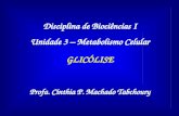 Disciplina de Biociências I Unidade 3 – Metabolismo Celular GLICÓLISE Profa. Cínthia P. Machado Tabchoury.