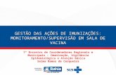 GESTÃO DAS AÇÕES DE IMUNIZAÇÕES: MONITORAMENTO/SUPERVISÃO EM SALA DE VACINA 7º Encontro de Coordenadores Regionais e Municipais : Imunização, Vigilância.