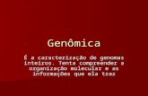 Genômica É a caracterização de genomas inteiros. Tenta compreender a organização molecular e as informações que ela traz.