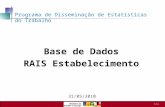 1 /14 Base de Dados RAIS Estabelecimento Programa de Disseminação de Estatísticas do Trabalho 31/05/2010.