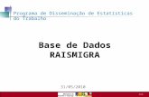1 /31 Base de Dados RAISMIGRA 31/05/2010 Programa de Disseminação de Estatísticas do Trabalho.