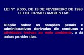 LEI Nº 9.605, DE 13 DE FEVEREIRO DE 1998 LEI DE CRIMES AMBIENTAIS Dispõe sobre as sanções penais e administrativas derivadas de condutas e atividades lesivas.