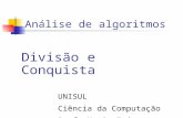 Análise de algoritmos Divisão e Conquista UNISUL Ciência da Computação Prof. Maria Inés Castiñeira, Dra.