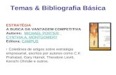 Temas & Bibliografia Básica ESTRATÉGIA A BUSCA DA VANTAGEM COMPETITIVA Autores: MICHAEL PORTER; CYNTHIA A. MONTGOMERY Editora: CAMPUSMICHAEL PORTER CYNTHIA.