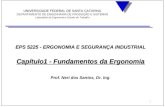 1 EPS 5225 - ERGONOMIA E SEGURANÇA INDUSTRIAL Capítulo1 - Fundamentos da Ergonomia Prof. Neri dos Santos, Dr. Ing. UNIVERSIDADE FEDERAL DE SANTA CATARINA.