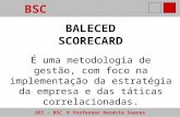 GEI - BSC Professor Horácio Soares BSC BALECED SCORECARD É uma metodologia de gestão, com foco na implementação da estratégia da empresa e das táticas.
