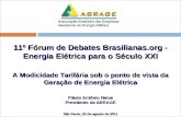 11º Fórum de Debates Brasilianas.org - Energia Elétrica para o Século XXI A Modicidade Tarifária sob o ponto de vista da Geração de Energia Elétrica Flávio.