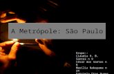 A Metrópole: São Paulo Grupo:: Cláudio H. B. Santos n 9 César dos Santos n 8 Marília Nakayama n 24 Gabriela Dias Nunes n 16 Marianna Stoppa n 23 Rafael.