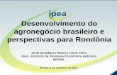 Desenvolvimento do agronegócio brasileiro e perspectivas para Rondônia José Eustáquio Ribeiro Vieira Filho Ipea - Instituto de Pesquisa Econômica Aplicada.