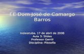EE Dom José de Camargo Barros Indaiatuba, 17 de abril de 2008 Aula 3: Slides Professor Gentil Disciplina: Filosofia.