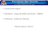 Curso Enfermagem Disciplina: Língua Brasileira de Sinais - LIBRAS Professor: Anderson Vitorino Pão de Açúcar, 2013.1.