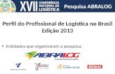Perfil do Profissional de Logística no Brasil Edição 2013 Entidades que organizaram a pesquisa: Pesquisa ABRALOG.