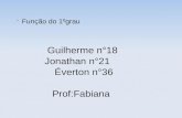 Guilherme n°18 Jonathan n°21 Éverton n°36 Prof:Fabiana Função do 1ºgrau.