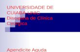 UNIVERSIDADE DE CUIABA-UNIC Disciplina de Clínica Cirúrgica Apendicite Aguda.