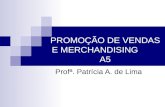 PROMOÇÃO DE VENDAS E MERCHANDISING A5 Profª. Patrícia A. de Lima.