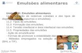 Professor: Paulo Sérgio Química de Alimentos 2009-2 Emulsões alimentares Unidade XI. Emulsões alimentares 11.1 Definição de sistemas coloidais e dos tipos.
