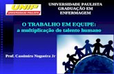 O TRABALHO EM EQUIPE: a multiplicação do talento humano UNIVERSIDADE PAULISTA GRADUAÇÃO EM ENFERMAGEM Prof. Cassimiro Nogueira Jr.