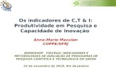 Os indicadores de C,T & I: Produtividade em Pesquisa e Capacidade de Inovação Anne-Marie Maculan COPPE/UFRJ WORKSHOP FIOCRUZ: INDICADORES E METODOLOGIAS.