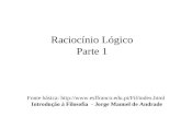 Raciocínio Lógico Parte 1 Fonte básica:  Introdução à Filosofia - Jorge Manuel de Andrade.
