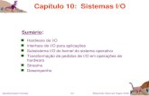 Silberschatz, Galvin and Gagne 2002 10.1 Operating System Concepts Capítulo 10: Sistemas I/O Hardware de I/O Interface de I/O para aplicações Subsistema.