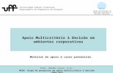 Apoio Multicritério à Decisão em ambientes corporativos Helder Gomes Costa Grupo de pequisa: Auxílio multicritério à decisão (CNPq/UFF) MCDA Lab Apoio.