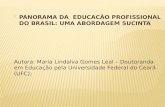 Autora: Maria Lindalva Gomes Leal – Doutoranda em Educação pela Universidade Federal do Ceará (UFC); PANORAMA DA EDUCACÃO PROFISSIONAL DO BRASIL: UMA ABORDAGEM.