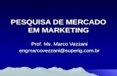 PESQUISA DE MERCADO EM MARKETING Prof. Ms. Marco Vezzani engmarcovezzani@superig.com.br.