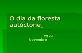 O dia da floresta autóctone 23 de Novembro 23 de Novembro.