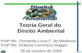 1 Teoria Geral do Direito Ambiental 28 de outubro de 2004 Profª Me. Fernanda Luiza F. de Medeiros Profª Me. Roberta Camineiro Baggio.